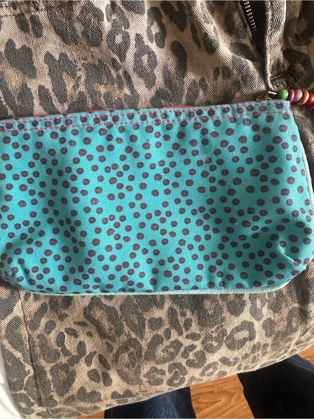 Vintage Laurel Burch Colorful Cat Canvas Cosmetic Pouch Makeup Bag